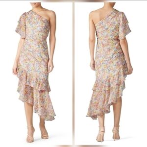 AMUR Clayton Dress Sheath Short Sleeves One Shoulder Neckline Size 2